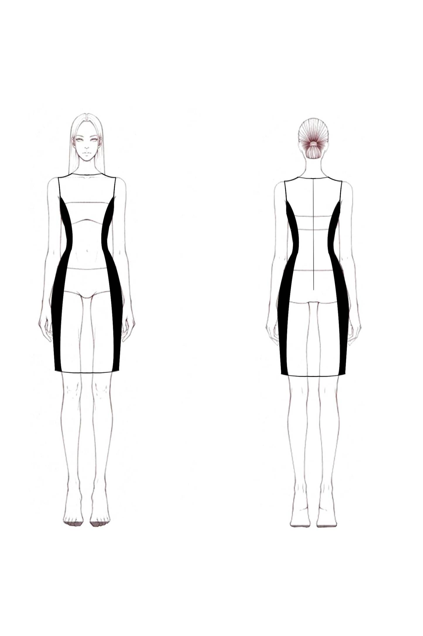 Business Semi-Formal Dress Black White Round Neck Sleeveless Mini Dress