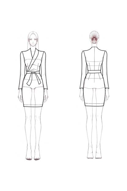 Work Blazer Dress Light Brown Cross Neck Long Sleeve Pocket Mini Dress