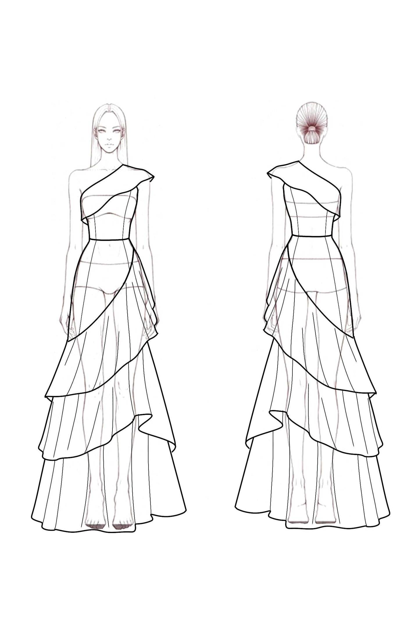 Formal Prom Tiered Maxi Dress White One Shoulder Maxi Dress