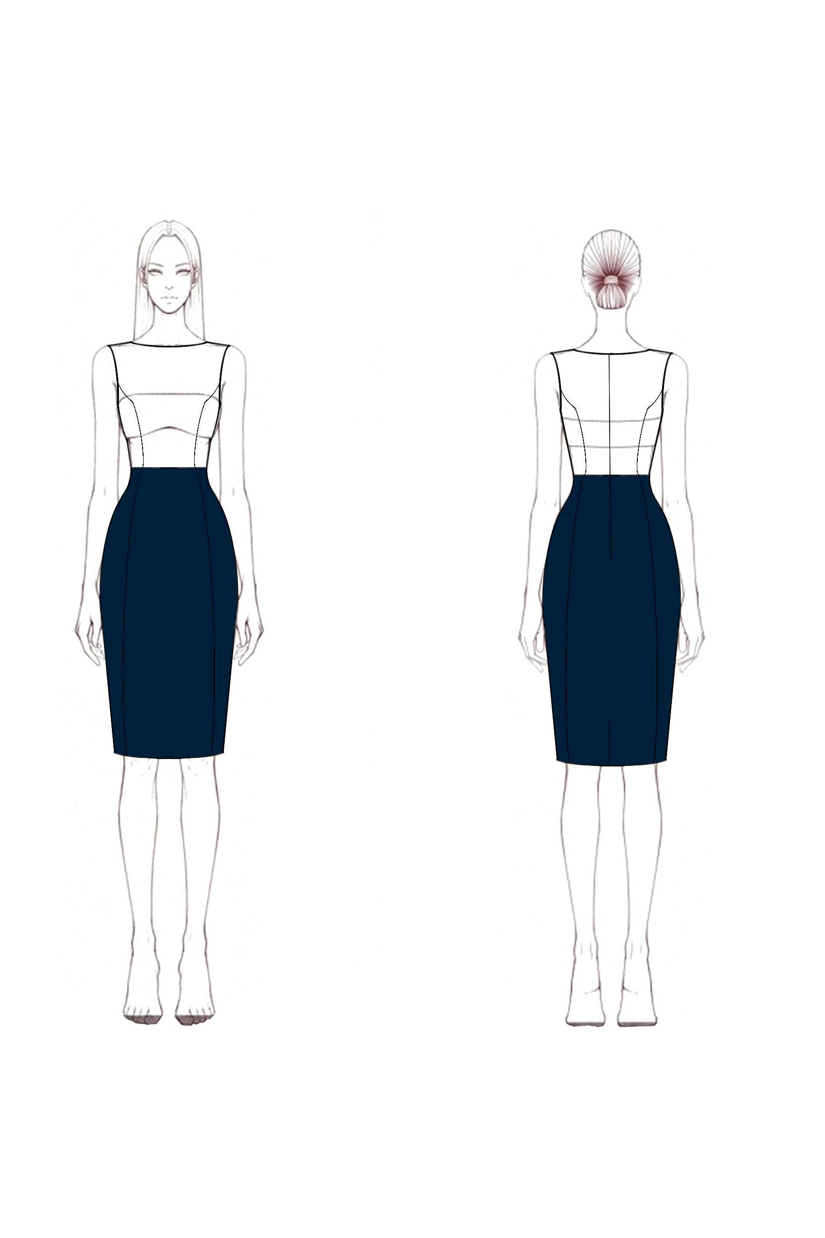 Work Semi Formal Dress Navy White Sleeveless Round Neck Bodycon Knee Dress