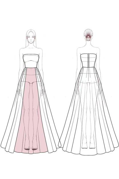 Formal Evening Dress Rose Pink Colorblock Strapless A-Line Floor Dress