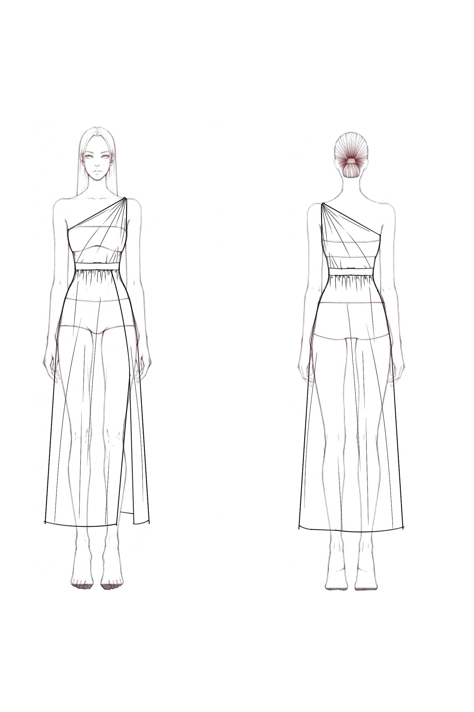 Vacation Party Dress Orange One Shoulder Chiffon Slit Belted Midi Dress