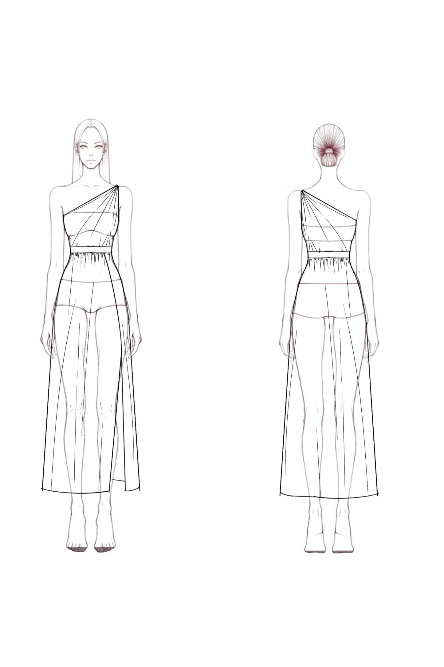 Vacation Party Dress Orange One Shoulder Chiffon Slit Belted Midi Dress