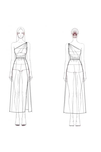 Vacation Party Dress Orange One Shoulder Chiffon Slit Belted Midi Dress