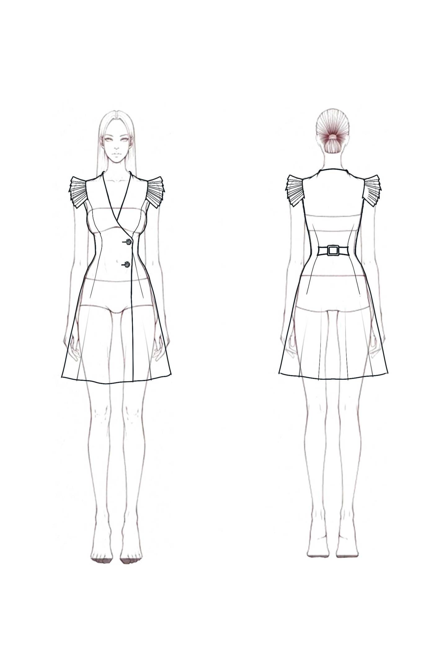 Work Party Dress Yellow Deep V Ruched Sleeve A-Line Mini Dress