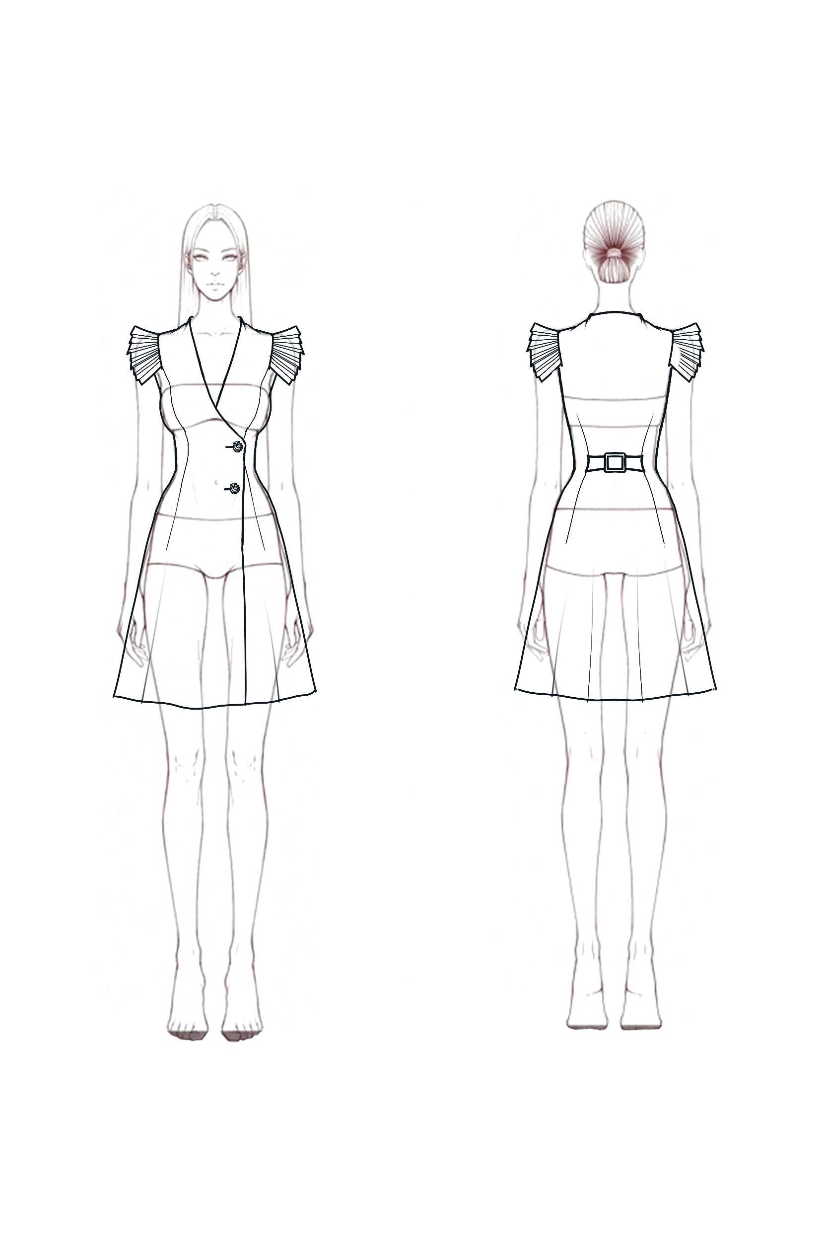 Work Party Dress Yellow Deep V Ruched Sleeve A-Line Mini Dress