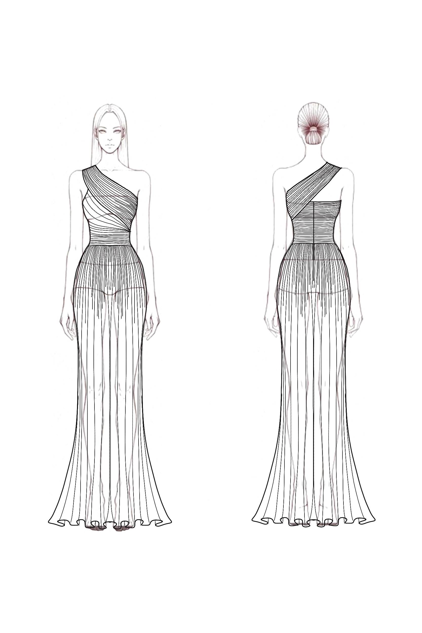 Formal Evening Gown Light Blue One Shoulder Pleated Floor-Length Dress