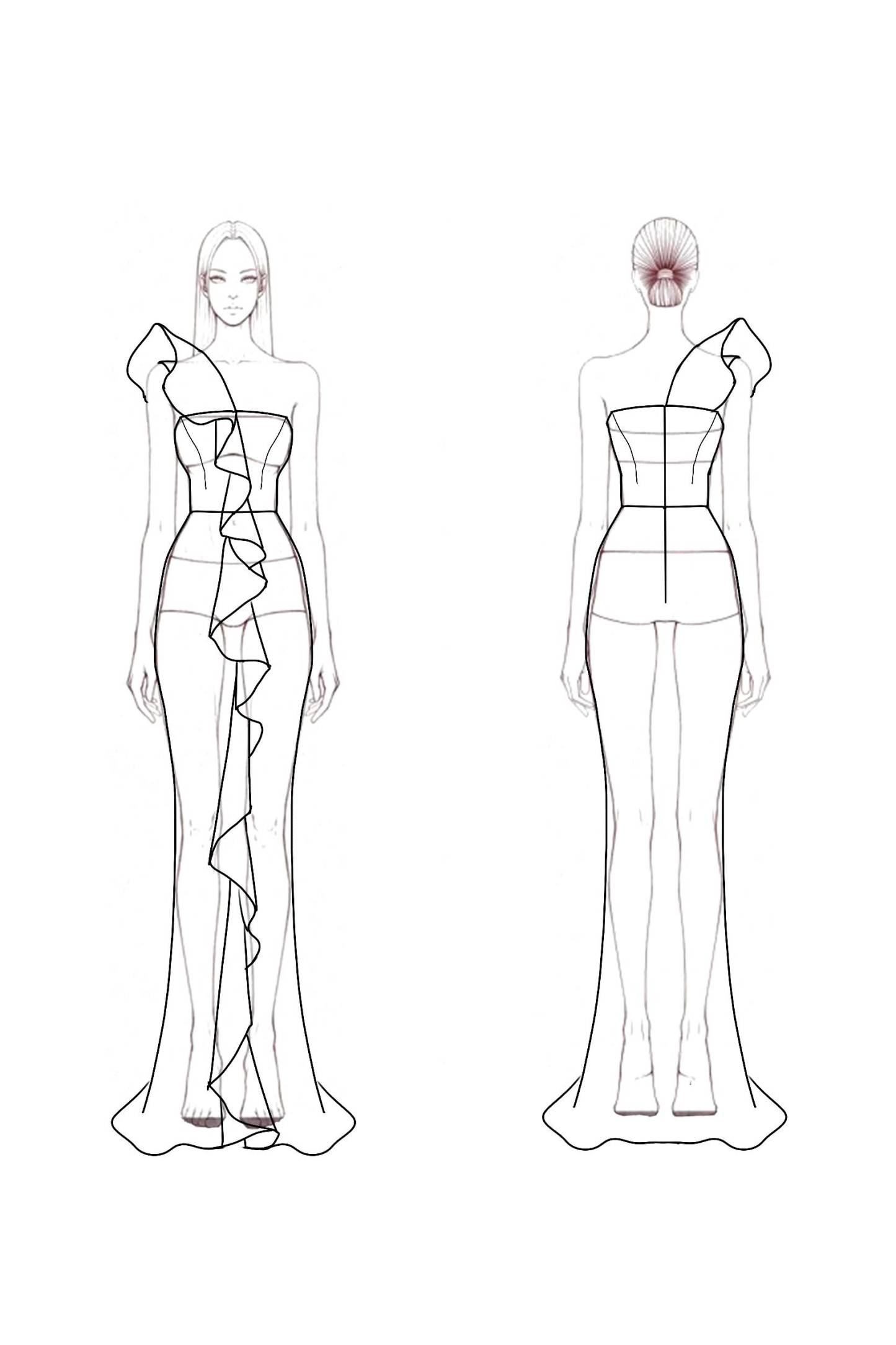 Formal Evening Gown Yellow One Shoulder Ruffle Floor-Length Dress