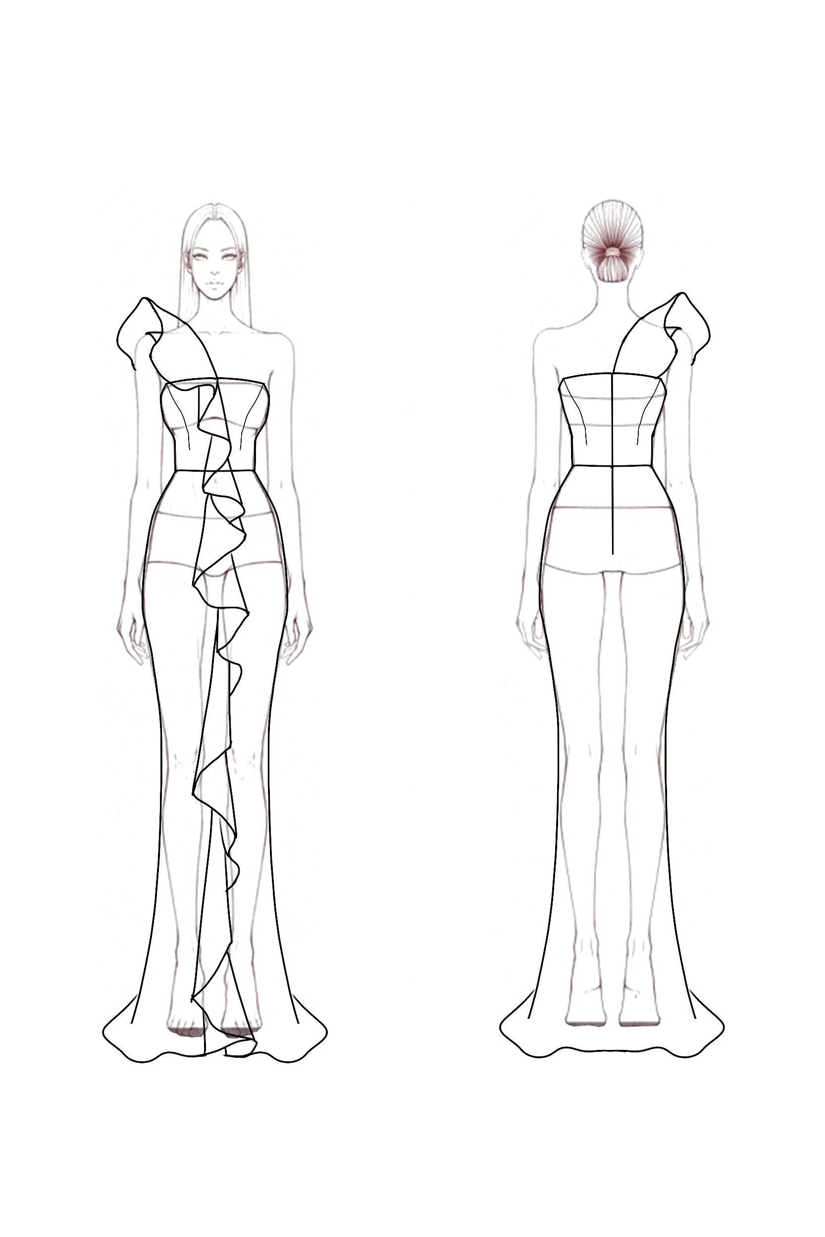 Formal Evening Gown Yellow One Shoulder Ruffle Floor-Length Dress