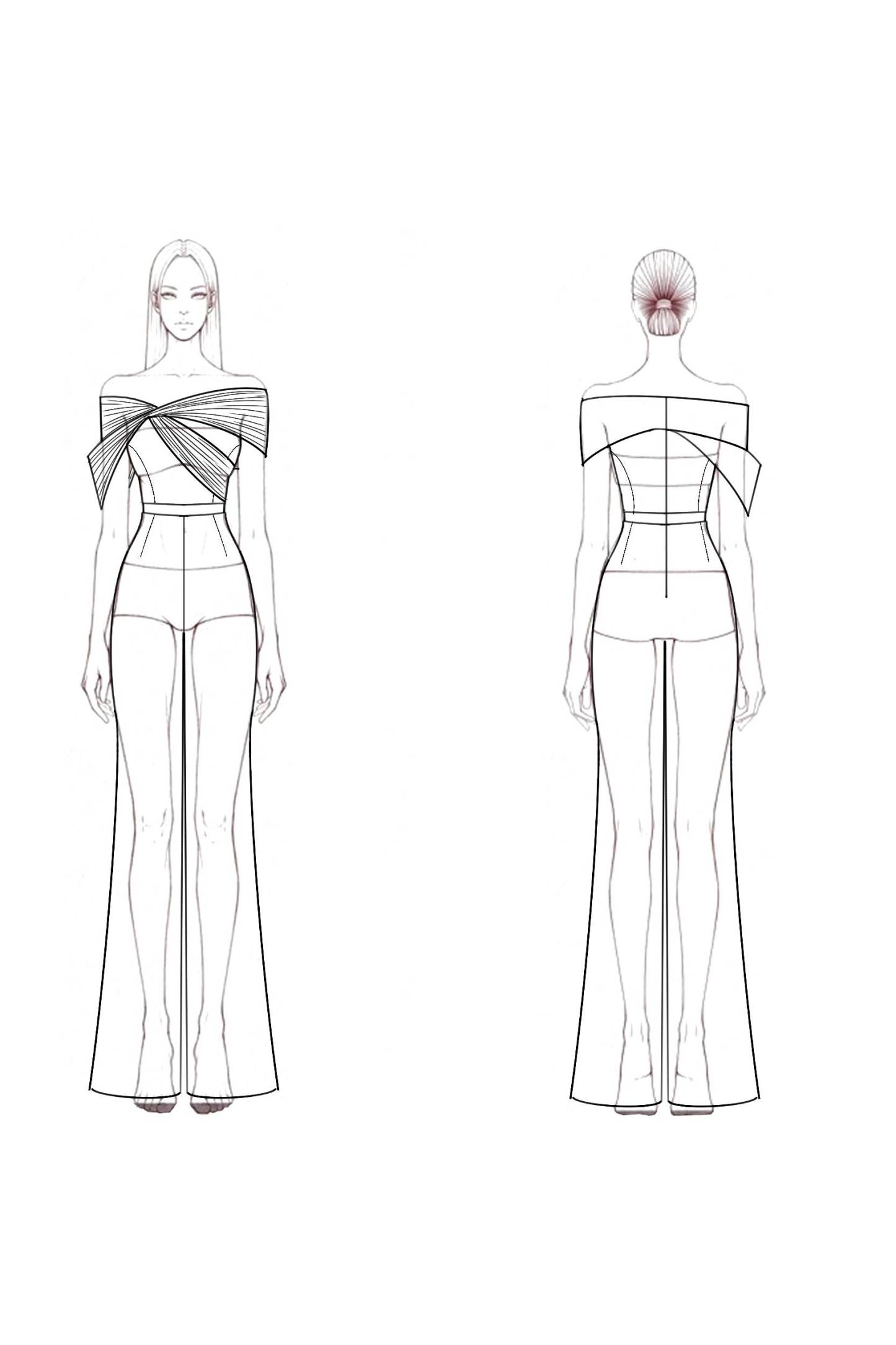 Formal Evening White Draped Flared-Leg Jumpsuit