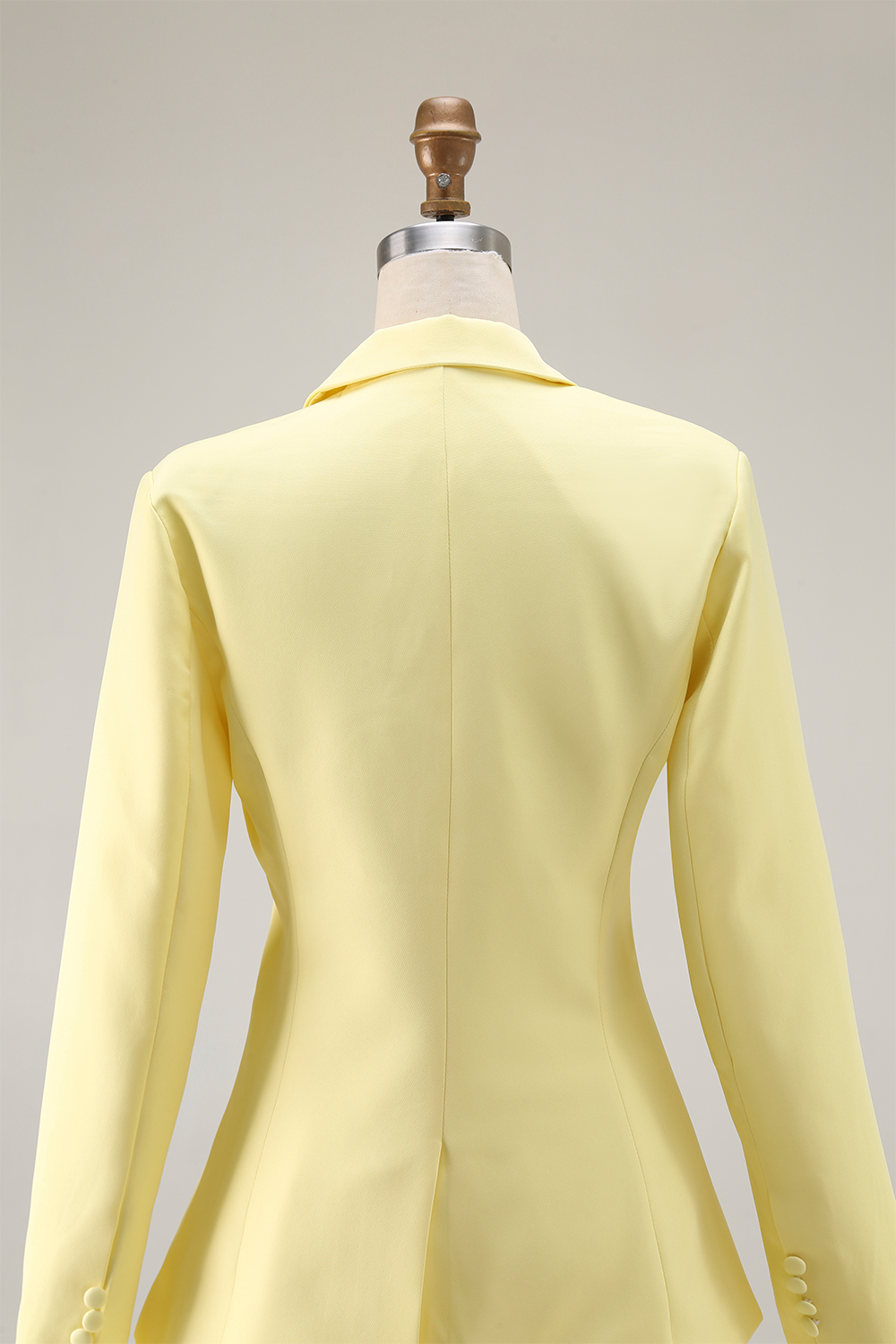 Work Party Skirt Suit Light Yellow Long Sleeve Mini Two Piece Blazer Set
