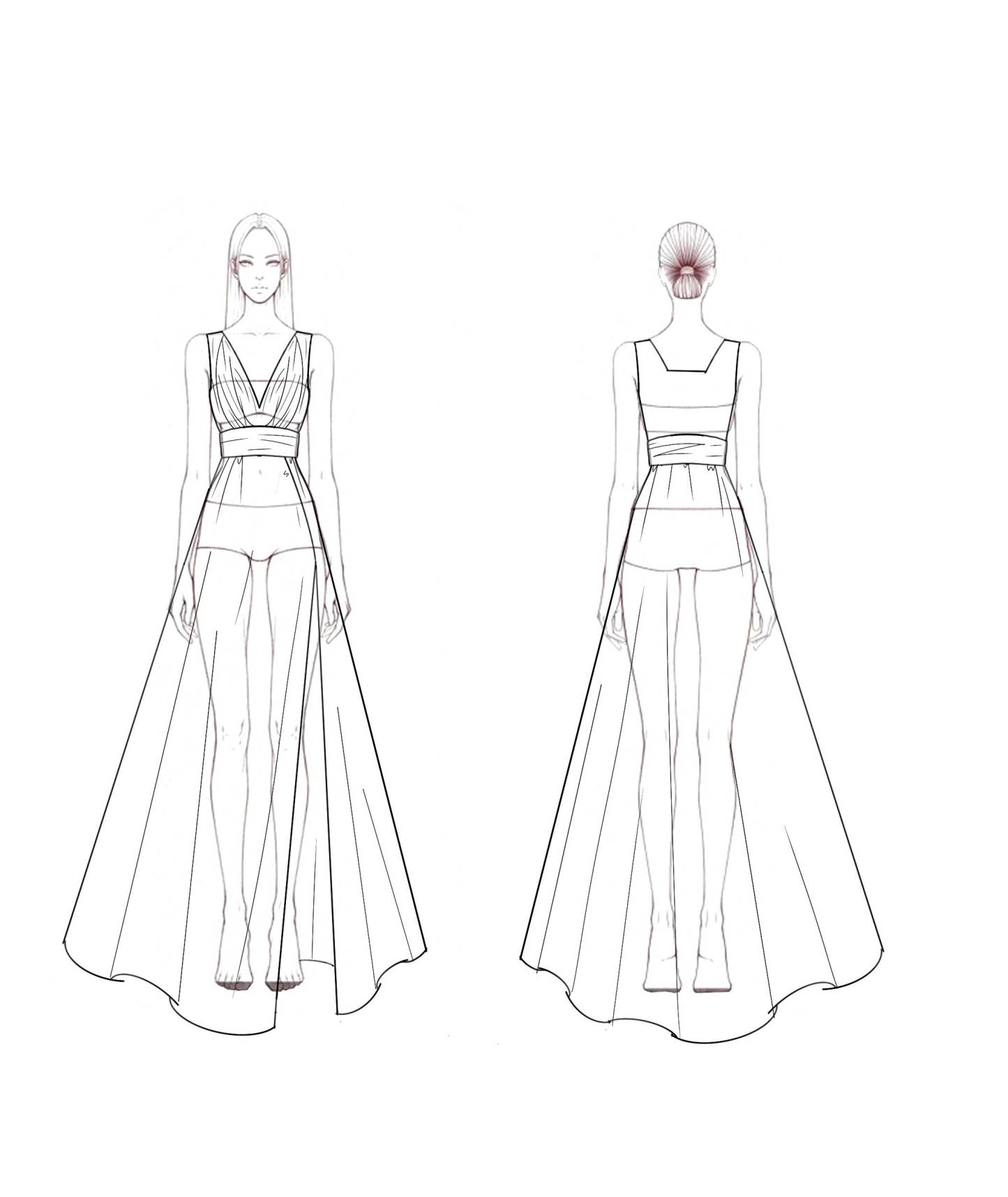 Evening Formal Gown Burgundy Deep V High Slit Floor-Length Dress