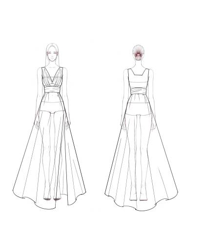 Evening Formal Gown Burgundy Deep V High Slit Floor-Length Dress