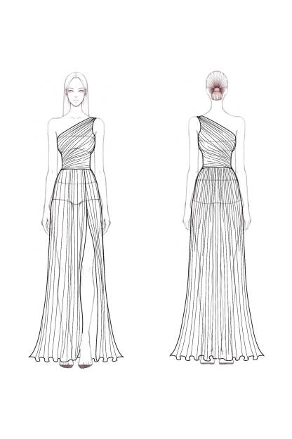 Evening Formal Dress Yellow One Shoulder Pleated Floor-Length Gown