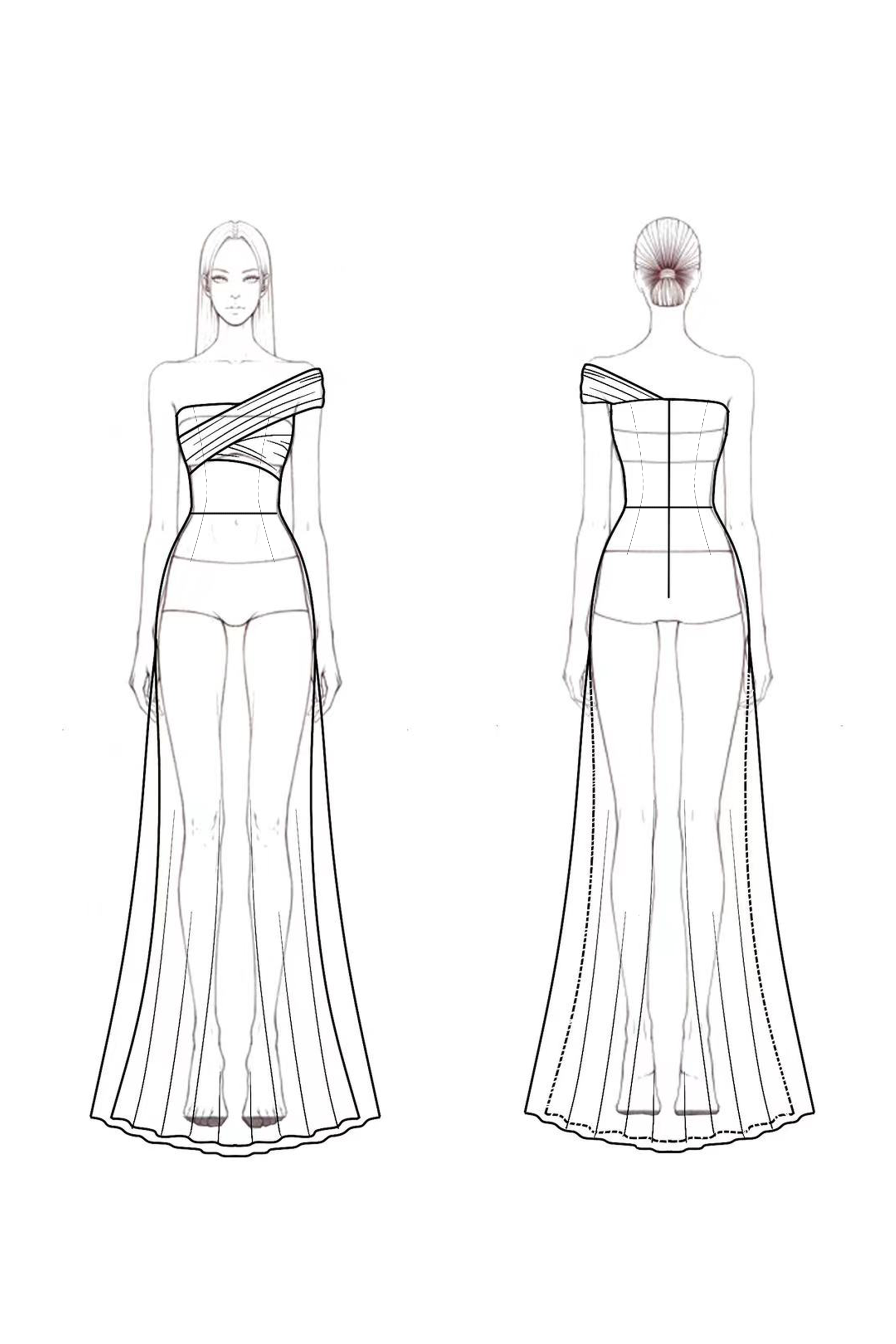 Formal Evening Gown White One Shoulder Floor-Length Dress