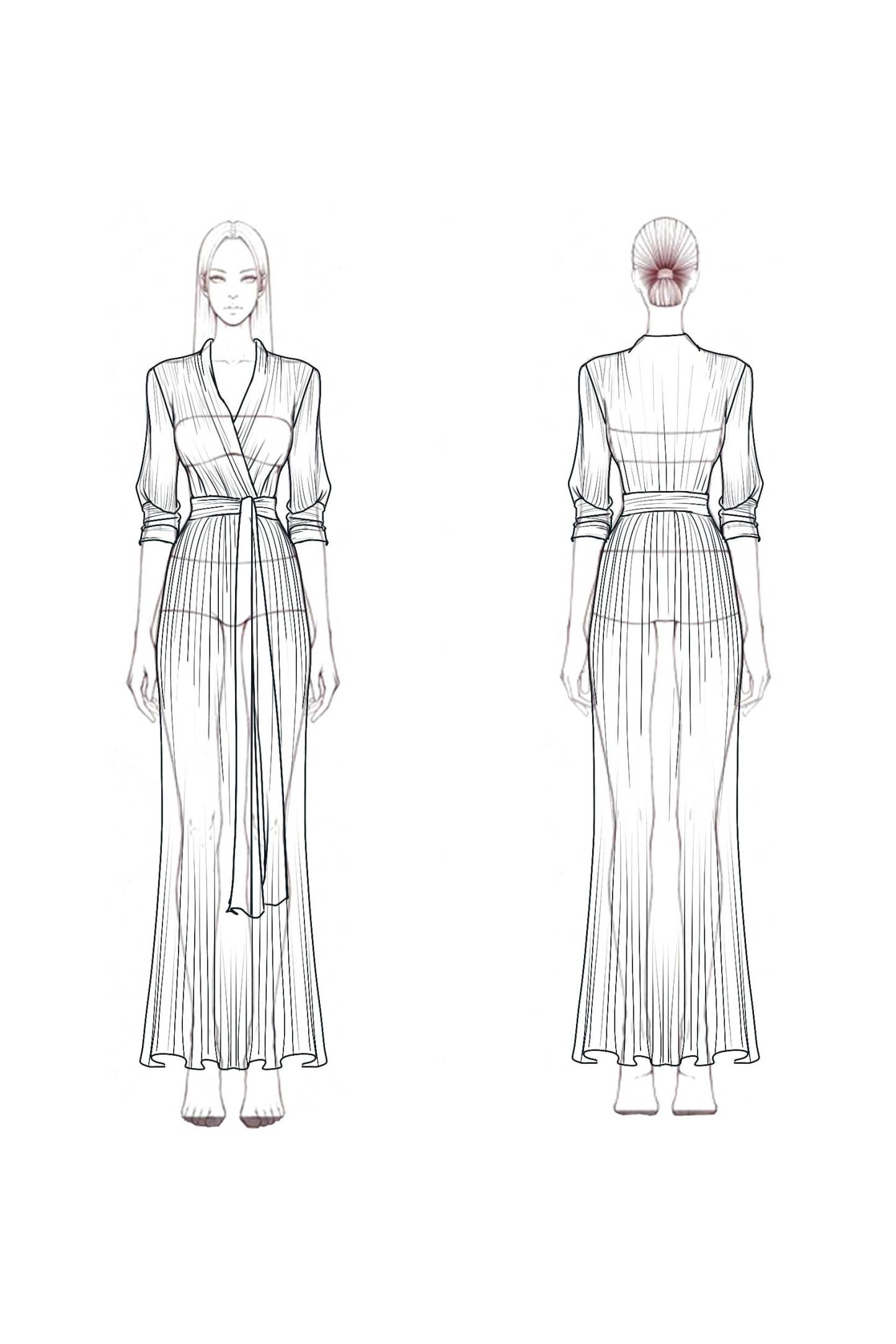 Casual Vacation Linen Dress White Long Sleeve Tie Waist Maxi Dress