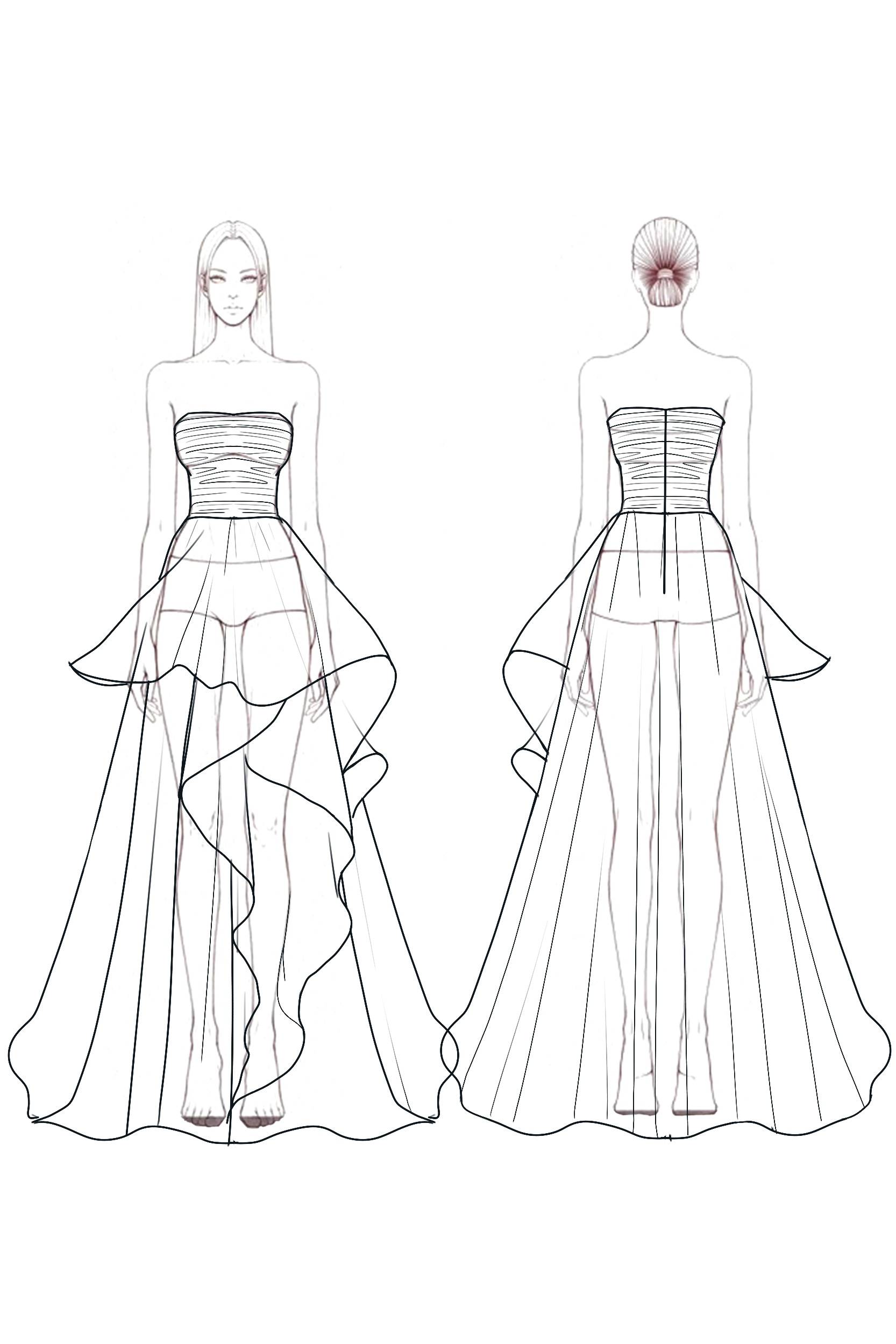 Formal Evening Tiered Dress Pink Strapless Floor-Length Gown