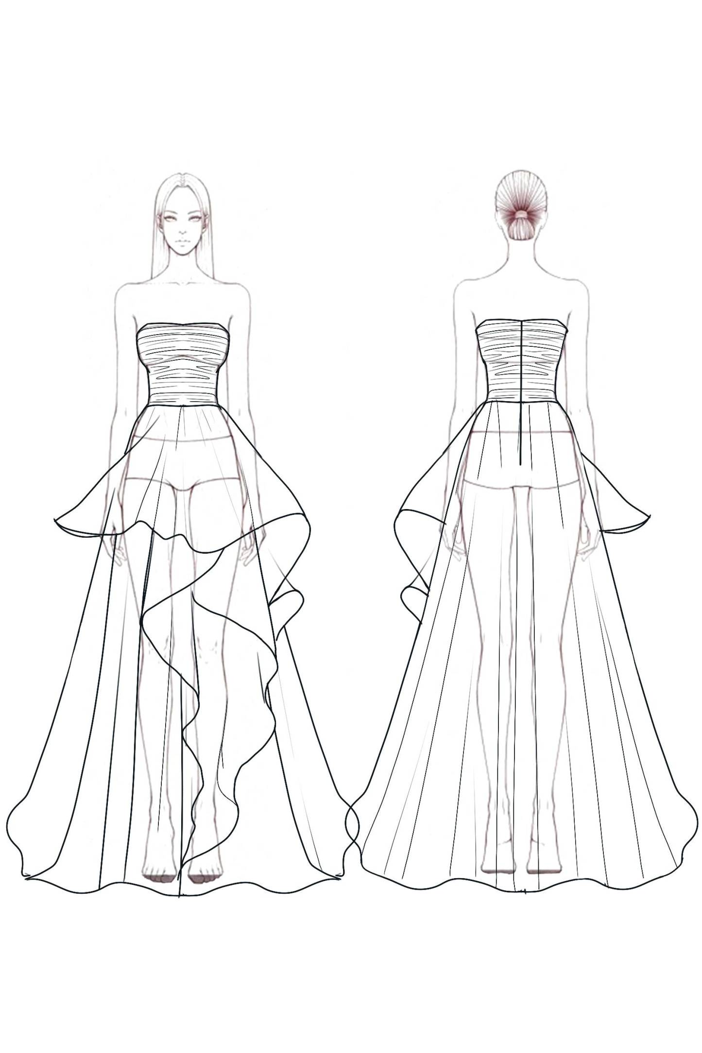 Formal Evening Tiered Dress Pink Strapless Floor-Length Gown