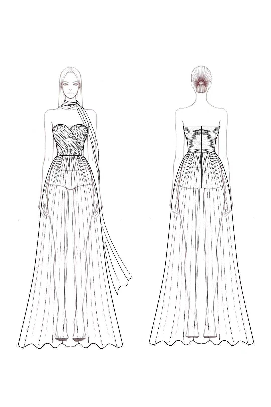 Formal Evening Mesh Dress Pink with Scarf Floor-Length Gown
