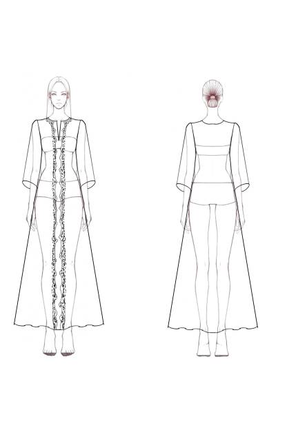 Casual Linen Dress White Blue Color-Block V-neck Loose Maxi Dress 