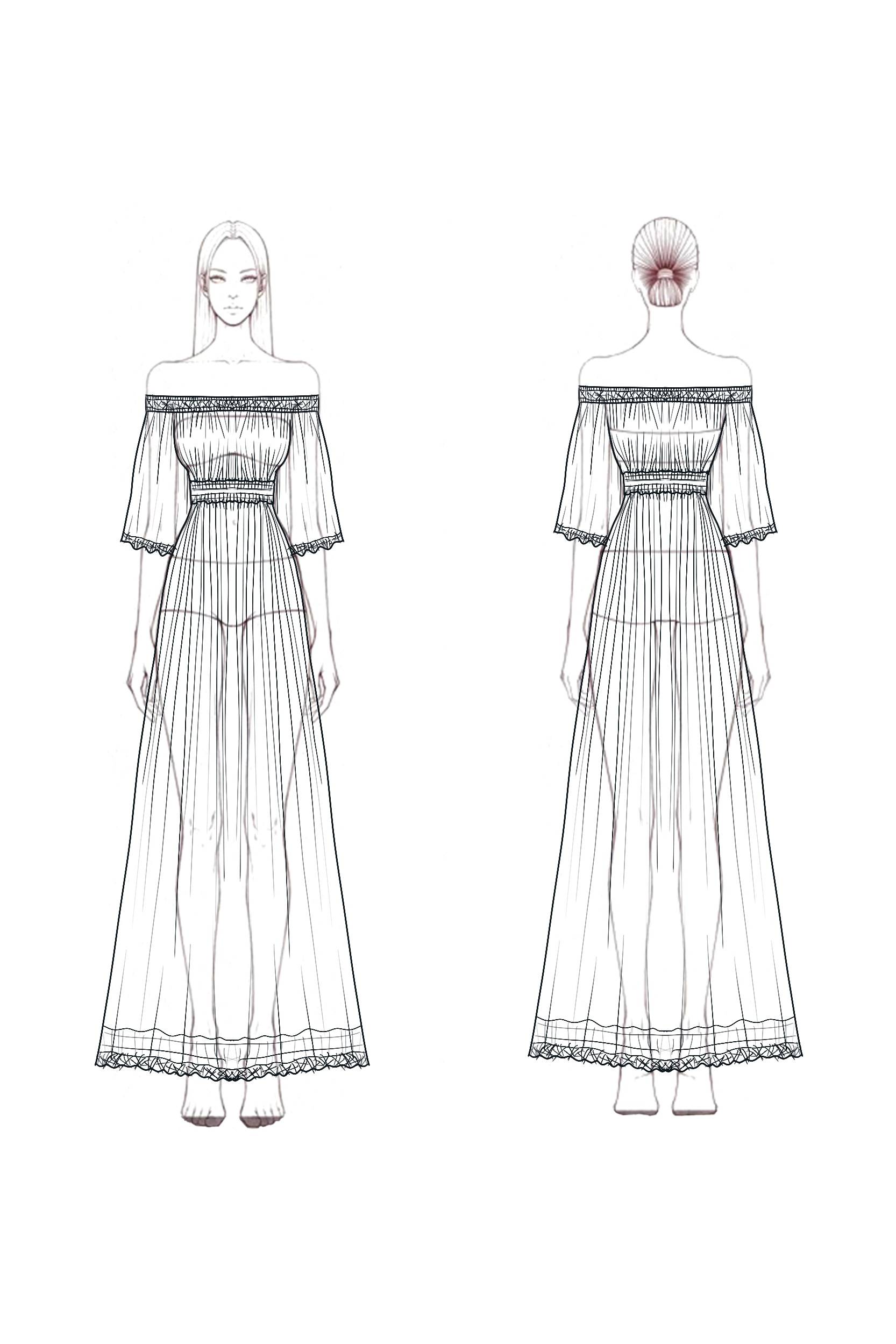 Vacation Casual Linen Dress White Off Shoulder Embroidered Maxi Dress