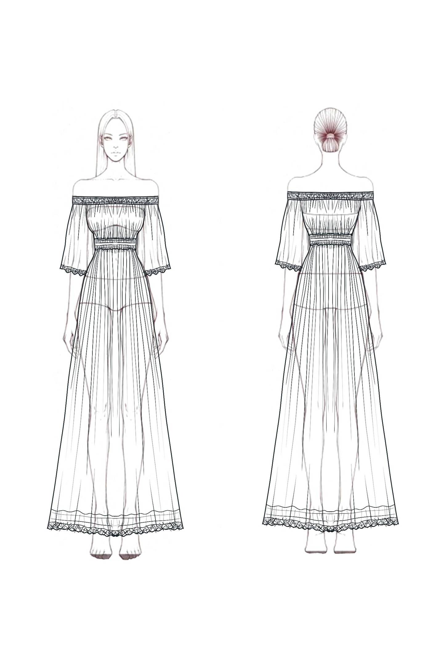 Vacation Casual Linen Dress White Off Shoulder Embroidered Maxi Dress