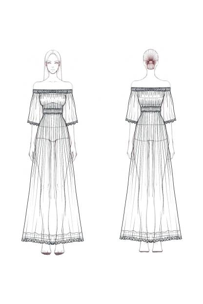 Vacation Casual Linen Dress White Off Shoulder Embroidered Maxi Dress