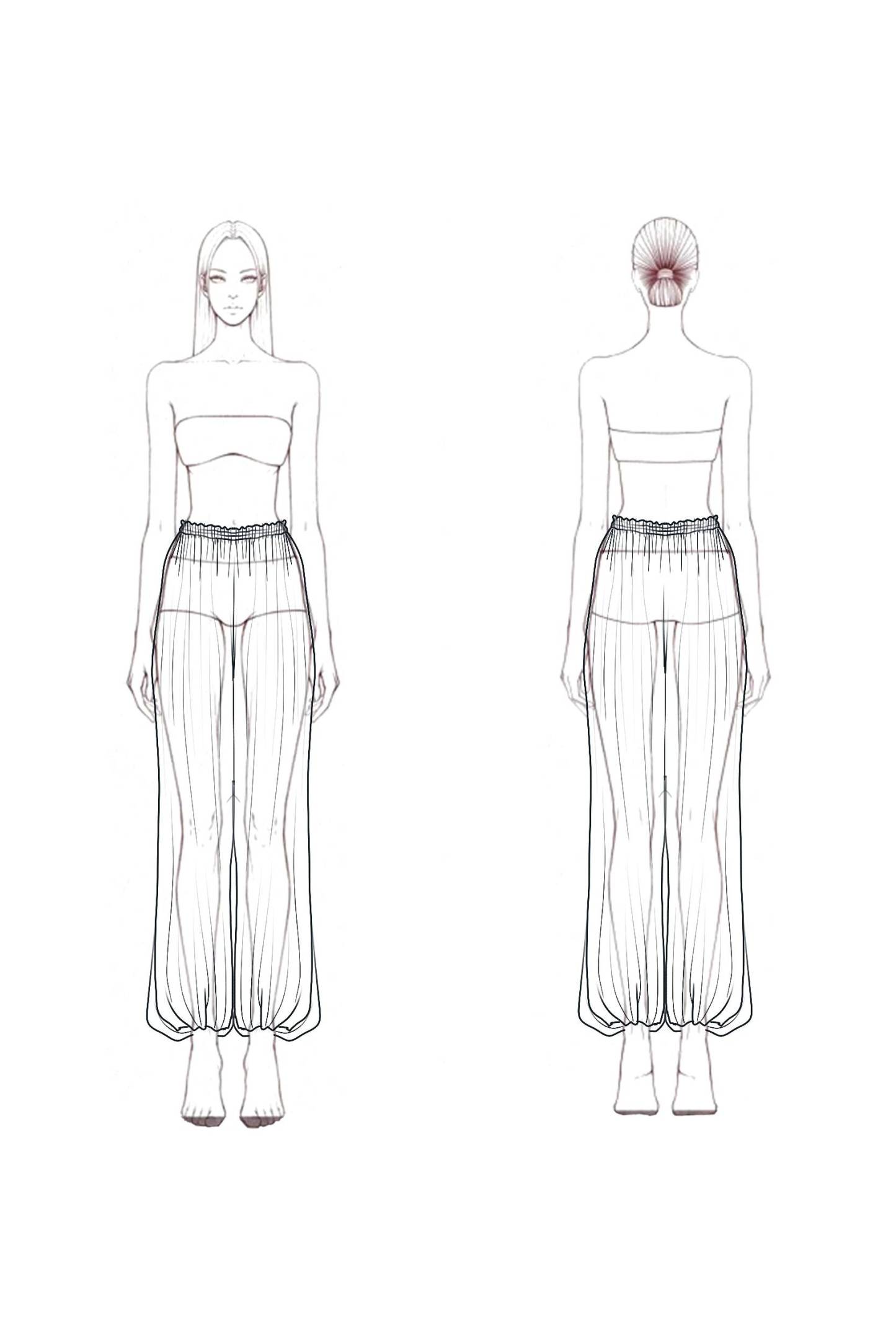 Vacation Casual Pants Blue Breathable Elastic Waist Loose Cuffed Pants