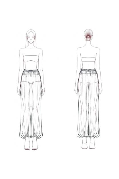 Vacation Casual Pants Blue Breathable Elastic Waist Loose Cuffed Pants