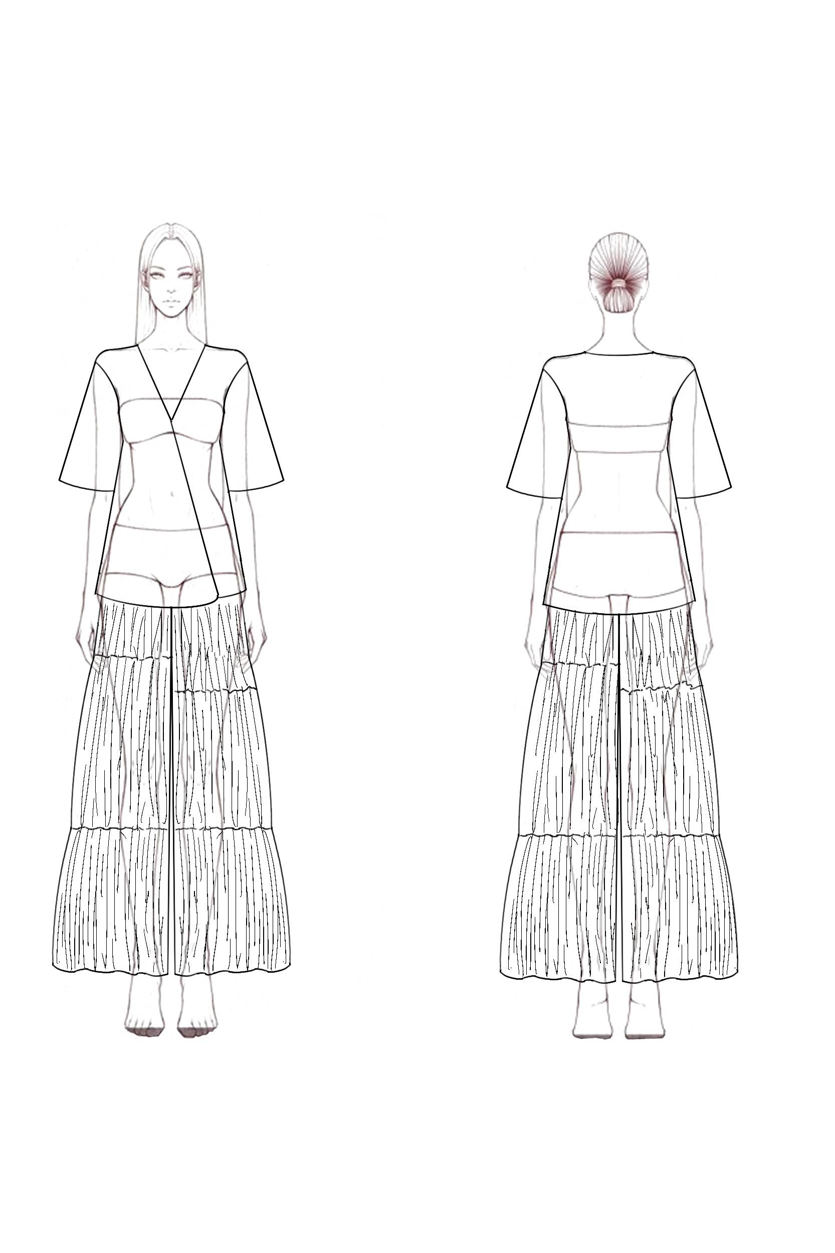 Casual Daily Linen Set White V-Neck Loose Top Colorblock Wide-Leg Pants Set