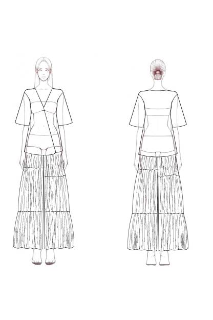 Casual Daily Linen Set White V-Neck Loose Top Colorblock Wide-Leg Pants Set
