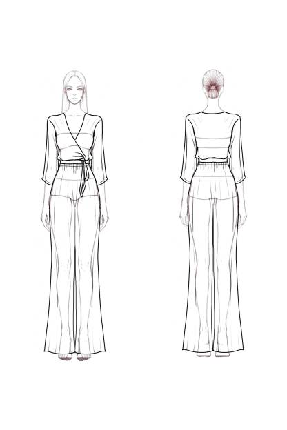 Daily Casual Linen Set Beige Cross Neck Tie Short Top Wide-Leg Pants Set