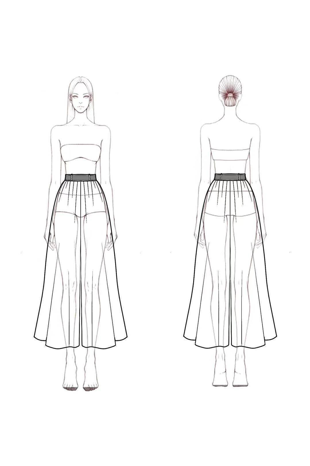 Casual Daily Linen Skirt Light Khaki with Belt Midi Skirt