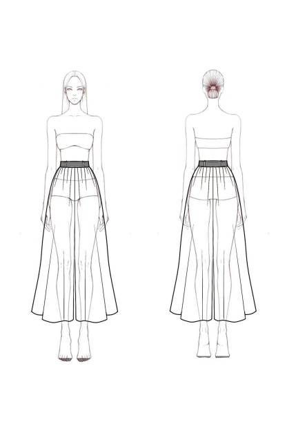 Casual Daily Linen Skirt Light Khaki with Belt Midi Skirt