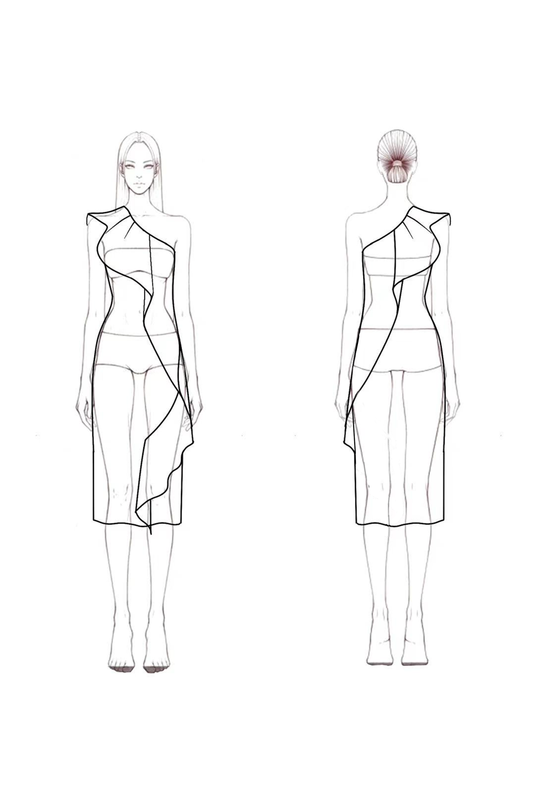 Cocktail Party​ Dress Red Ruffle One Shoulder Knee-Length Dress