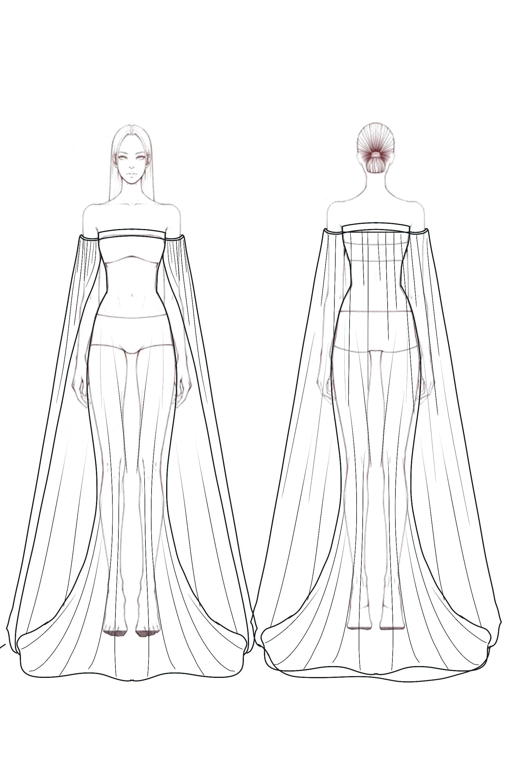 Formal Evening Cape Dress Rose Strapless Mesh Floor-Length Dress