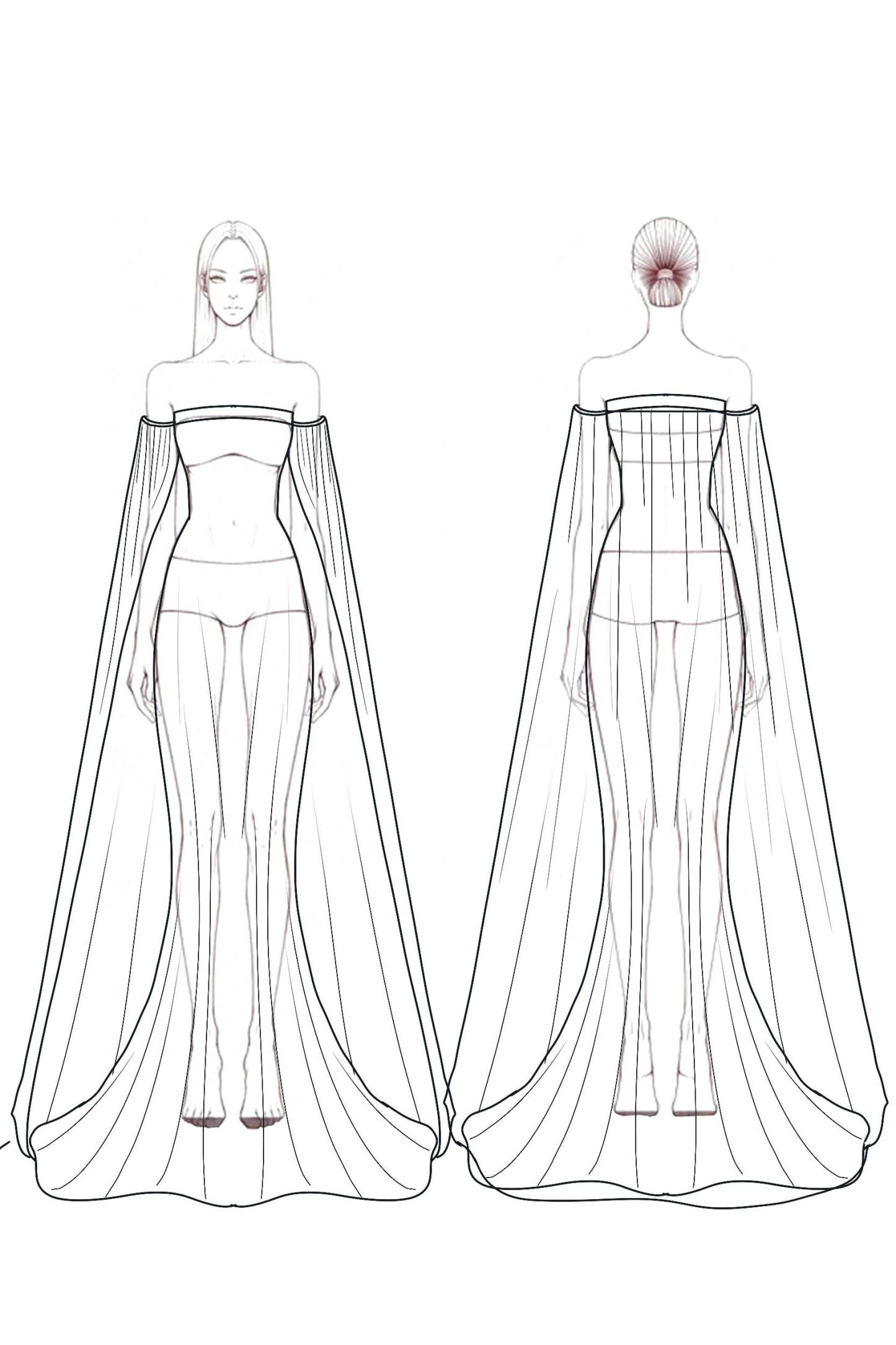 Formal Evening Cape Dress Rose Strapless Mesh Floor-Length Dress