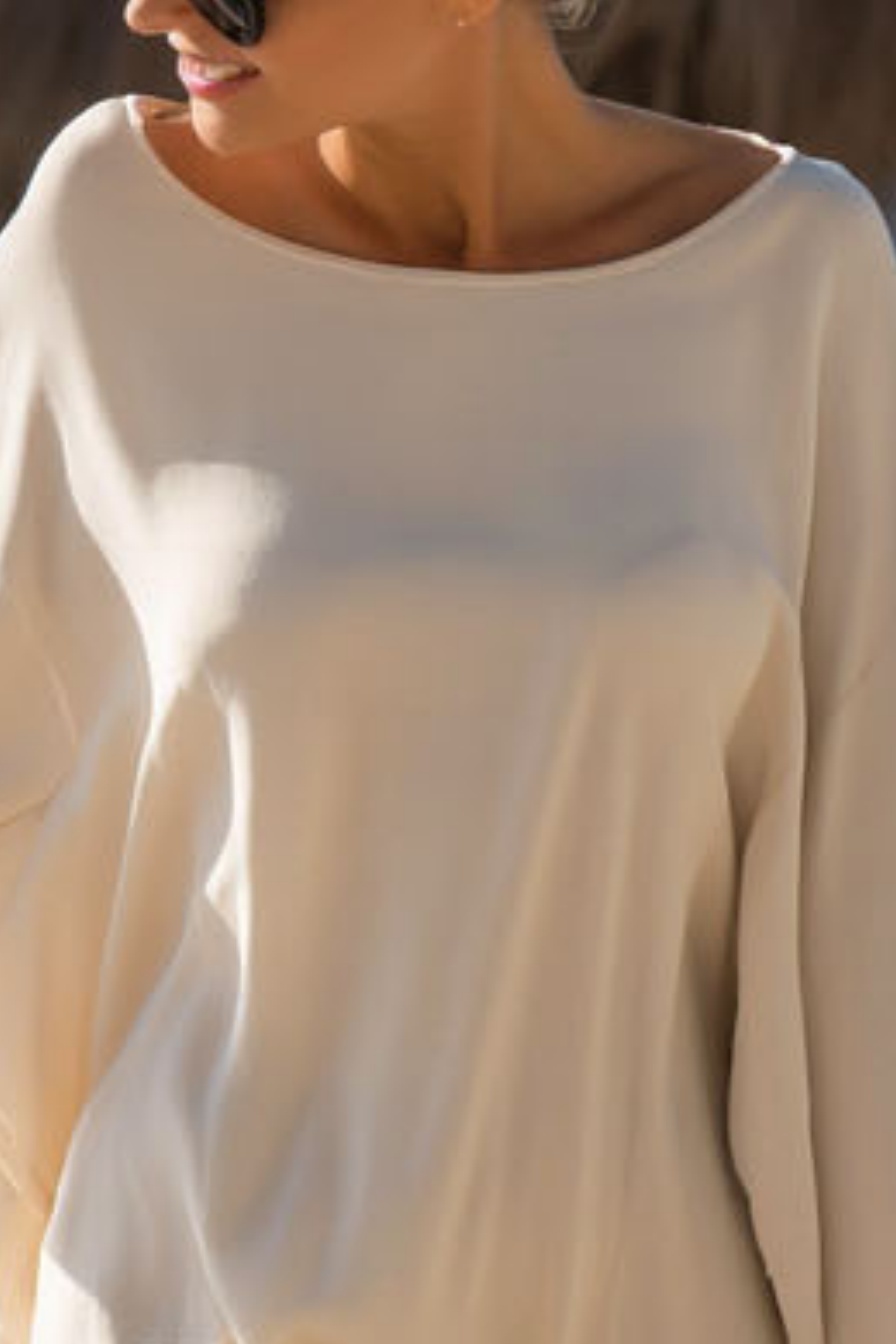 Bohemian Vacation Beach Sundress​ Apricot Crew Neck Midi Dress