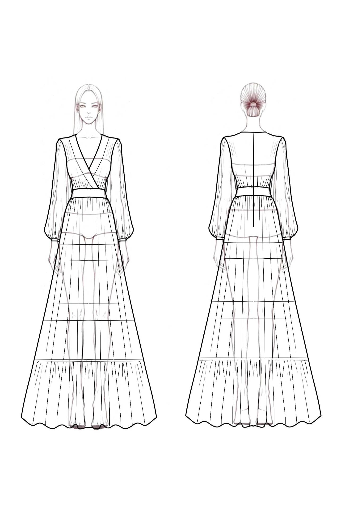 Bohemian Holiday Swing Dress White Long Sleeve Floor-Length Dress