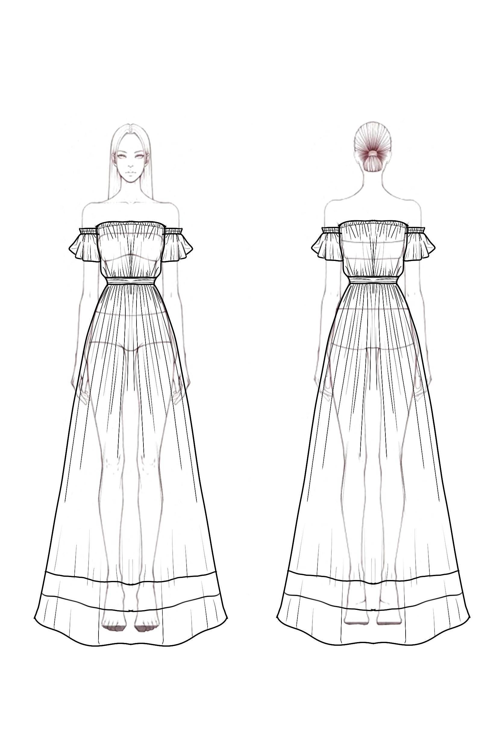 Bohemian Swing Dress Orange Off Shoulder Short Sleeve Maxi Dress