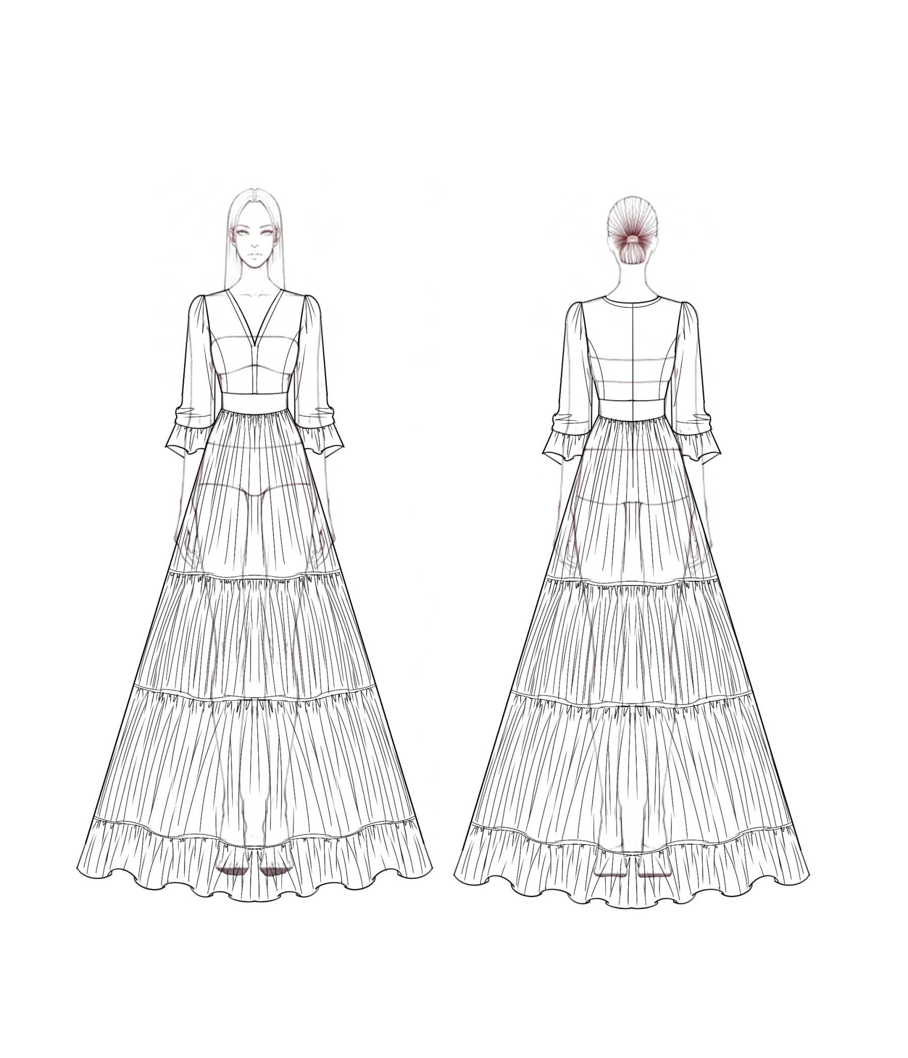 Bohemian Swing Dress White V Neck Ruched Maxi Dress