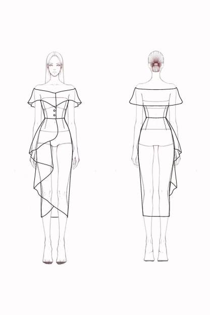 Semi-Formal Party Dress​ ​​​Blue V Neck Ruffle Midi Dress