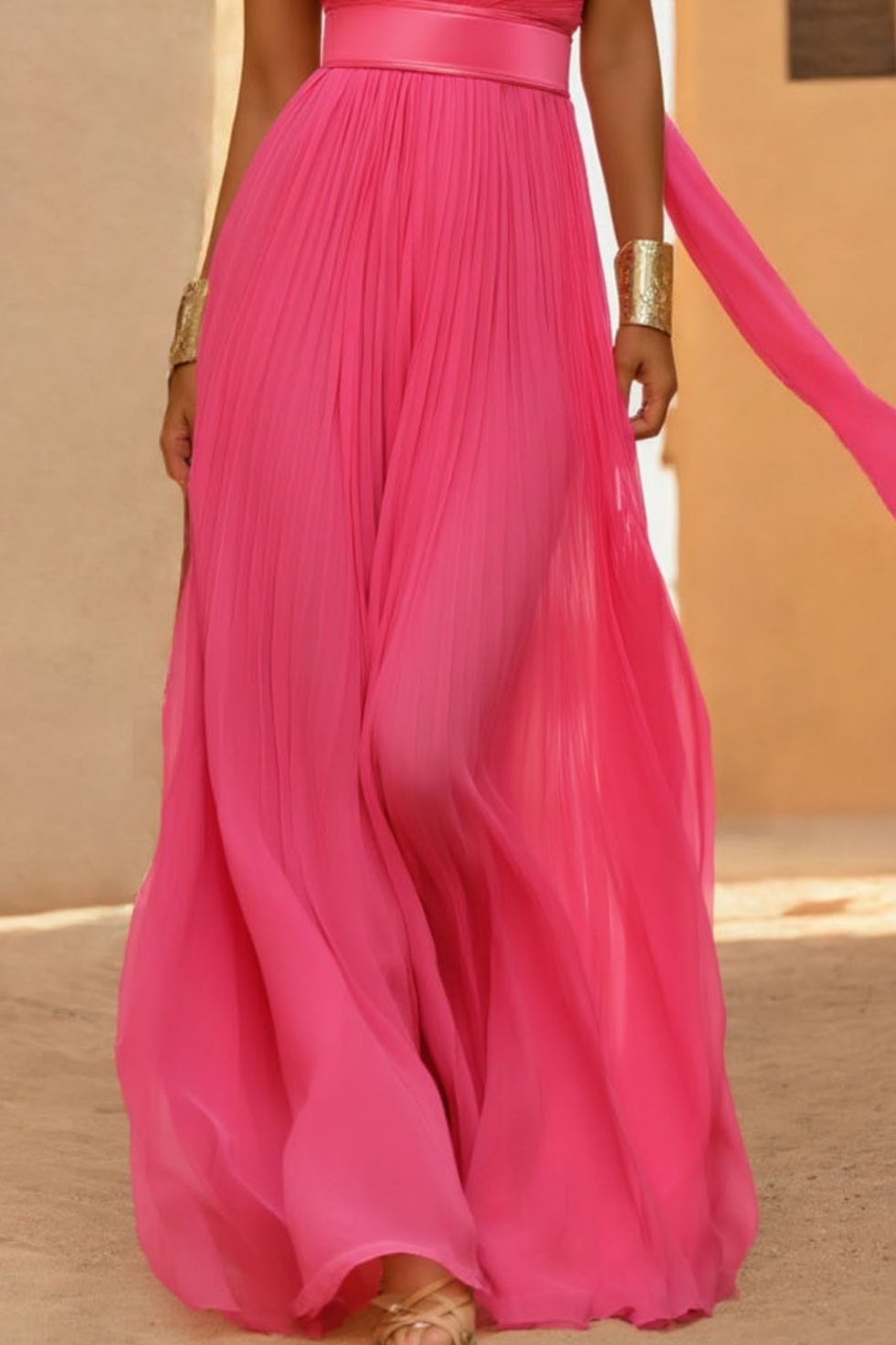 Formal Dress Rose One Shoulder Sleeveless Maxi Dress