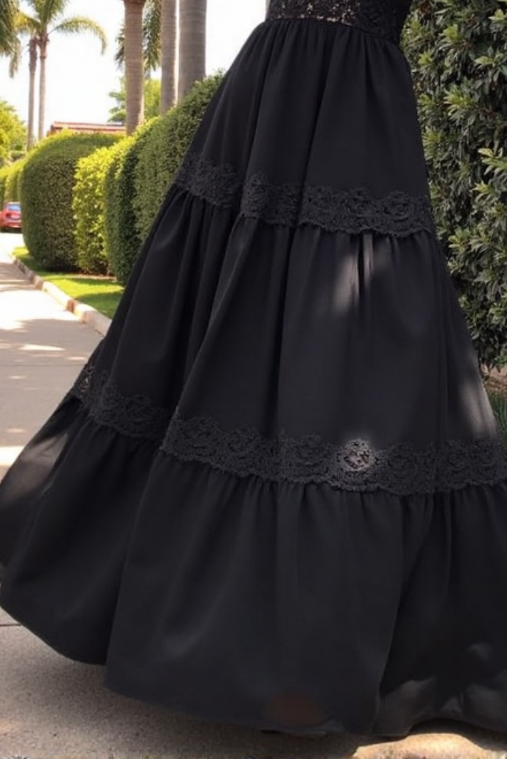 Bohemian Dress Black Deep V Ruched Maxi Dress