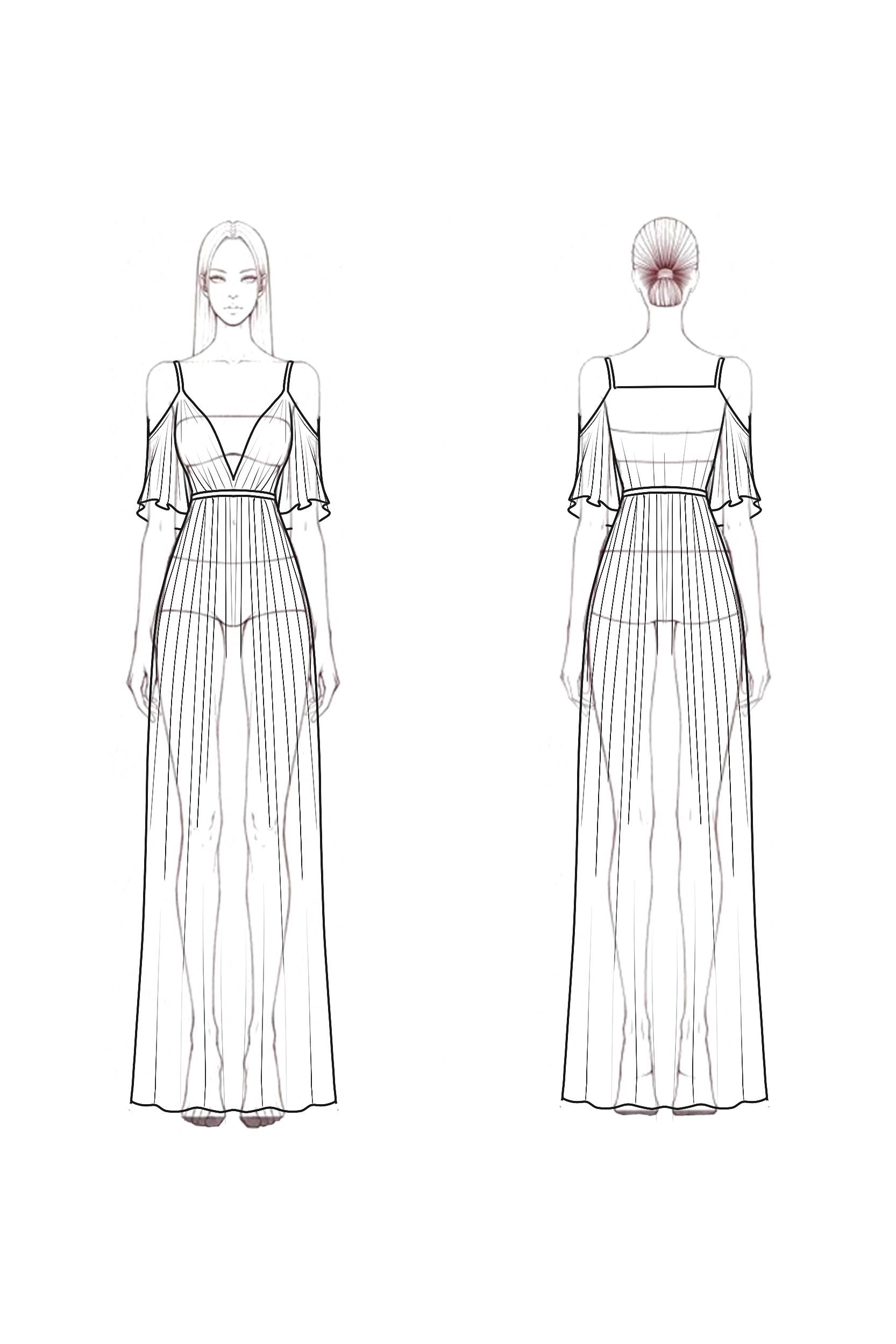 Bohemian Swing Dress White V Neck Cold Shoulder Maxi Dress