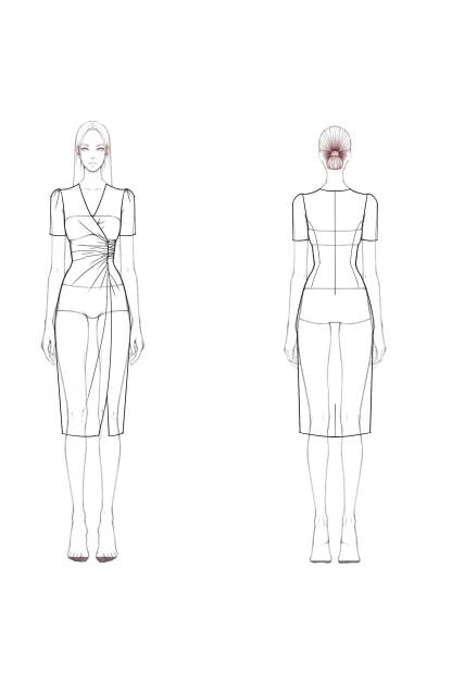 Cocktail ​Party ​​Wrap Dress Pink V Neck Knee Dress