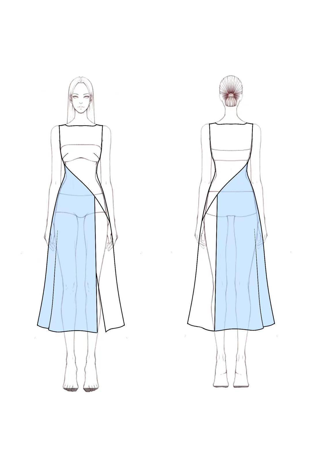Semiformal Work Dress Blue Crew Neck Colorblock Sleeveless Midi Dress