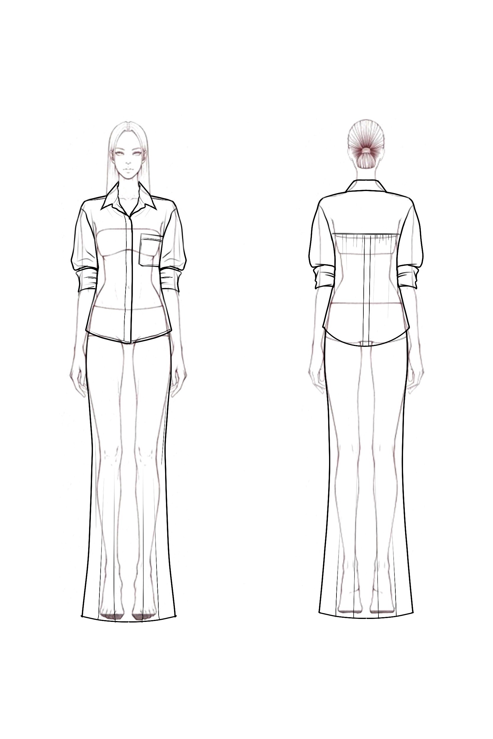 Casual Set Coffee Shirt Collar Maxi Skirt Two-Piece Set