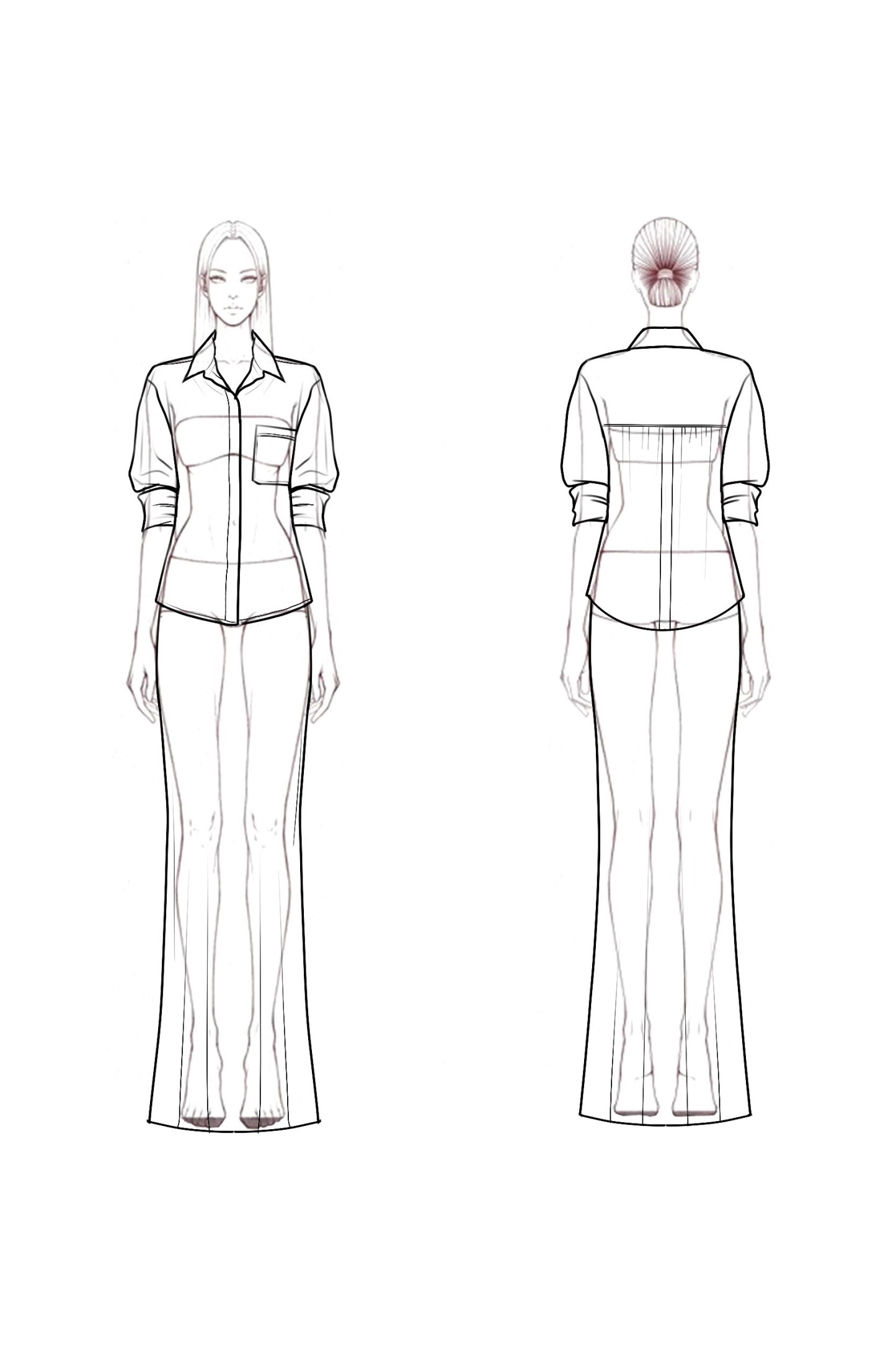 Casual Set Coffee Shirt Collar Maxi Skirt Two-Piece Set