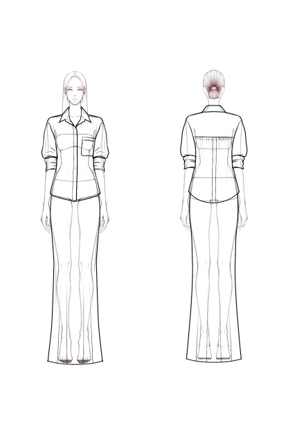 Casual Set Coffee Shirt Collar Maxi Skirt Two-Piece Set